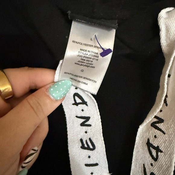 Friends TV Show Cropped Hoodie Sweatshirt Black White Drawstrings - Picture 2 of 3